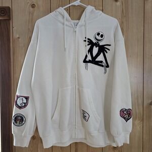 Disney Nightmare Before Christmas Jack Skellington Zip Hoodie Women‎ XL Ivory